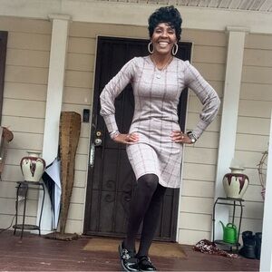 Cuffed sleeve mini dress